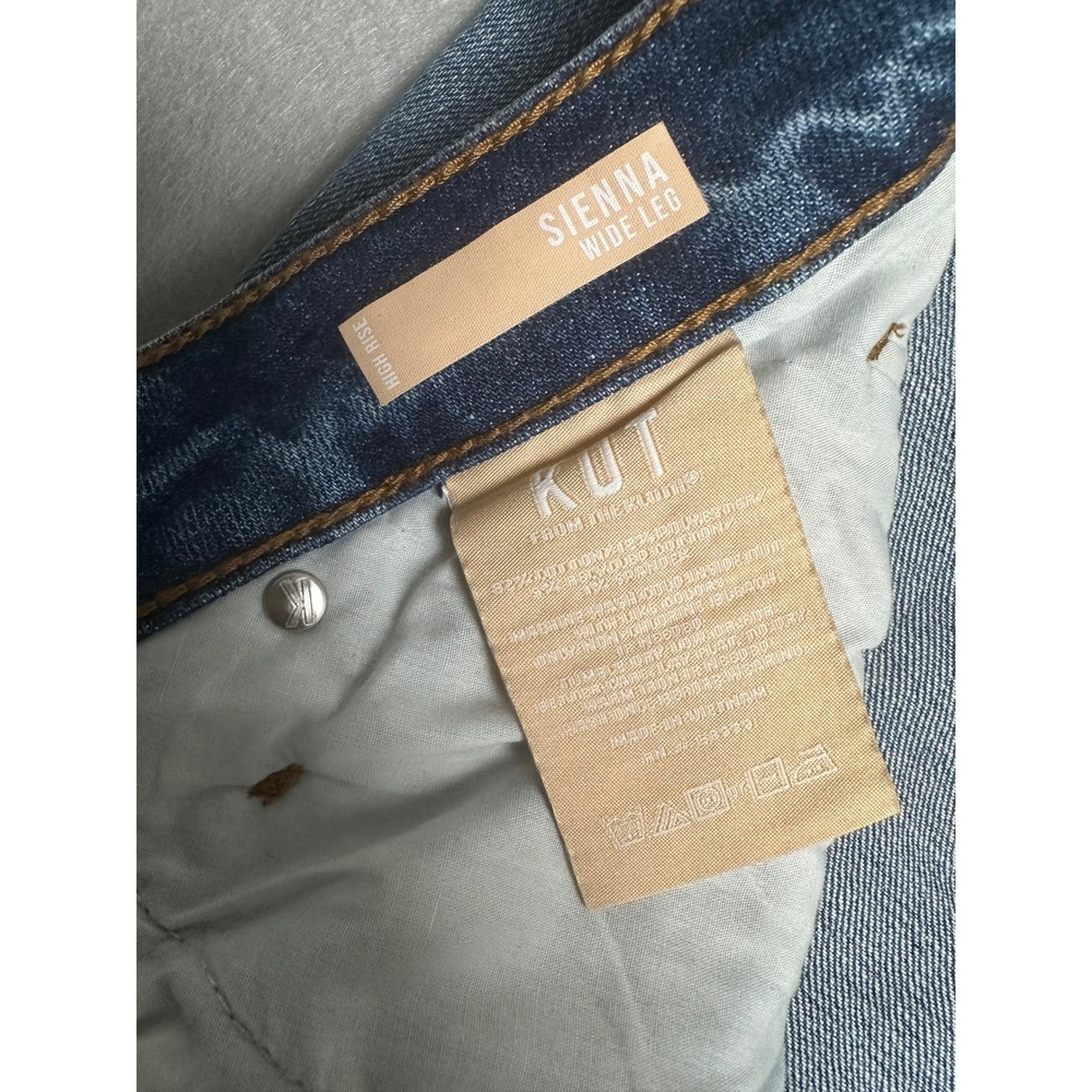KUT from the Kloth Sienna Wide Leg High Rise Cuffed Crop Jeans Blue 14W - Picture 4 of 8